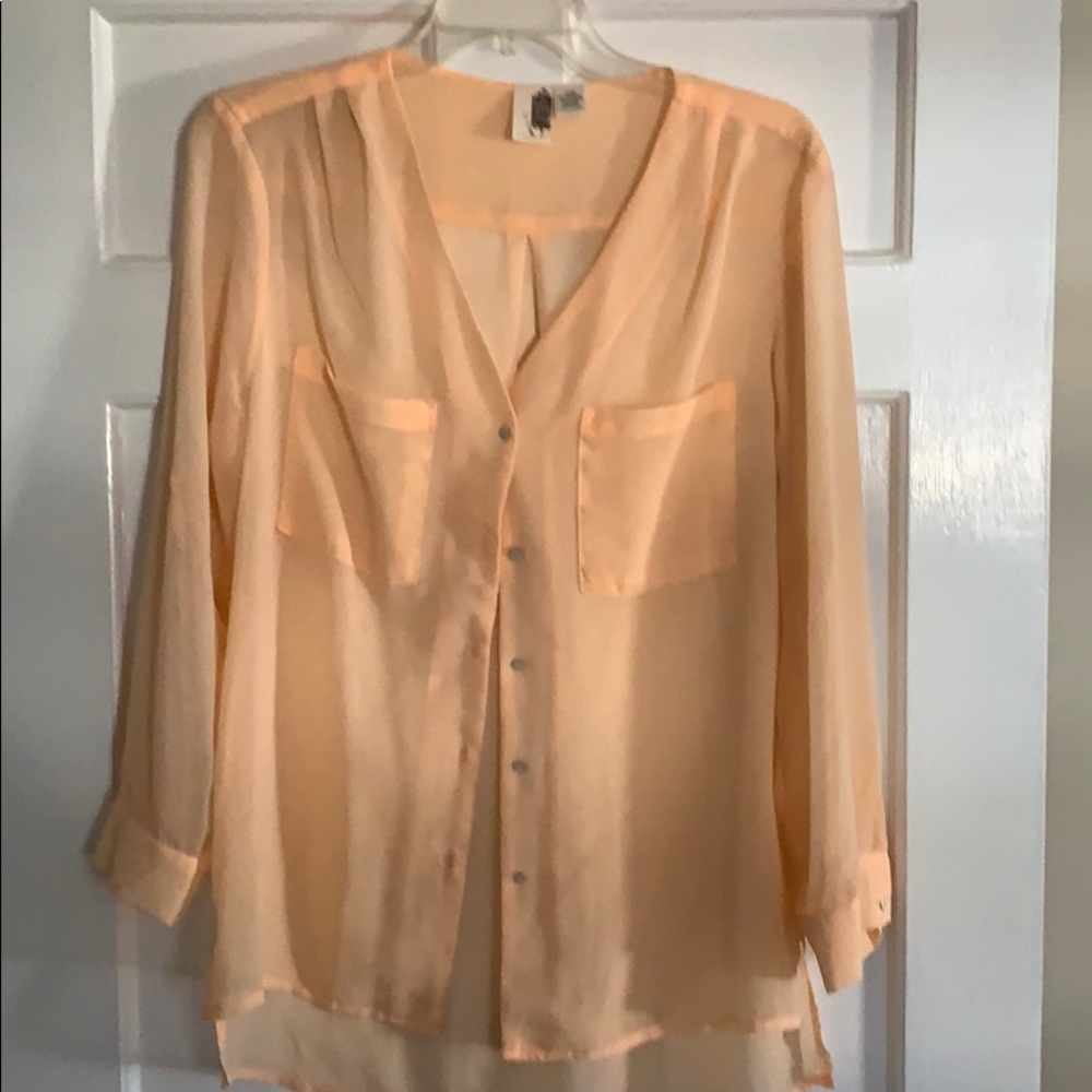 Peach silk blouse